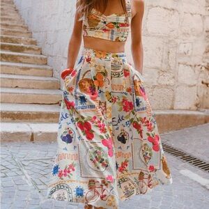 NWT ZARA PRINTED CAPE SKIRT SIZE XS